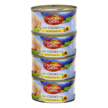 CALIFORNIA GARDEN LIGHT TUNA CHUNKS IN OIL 4 X 170GM 