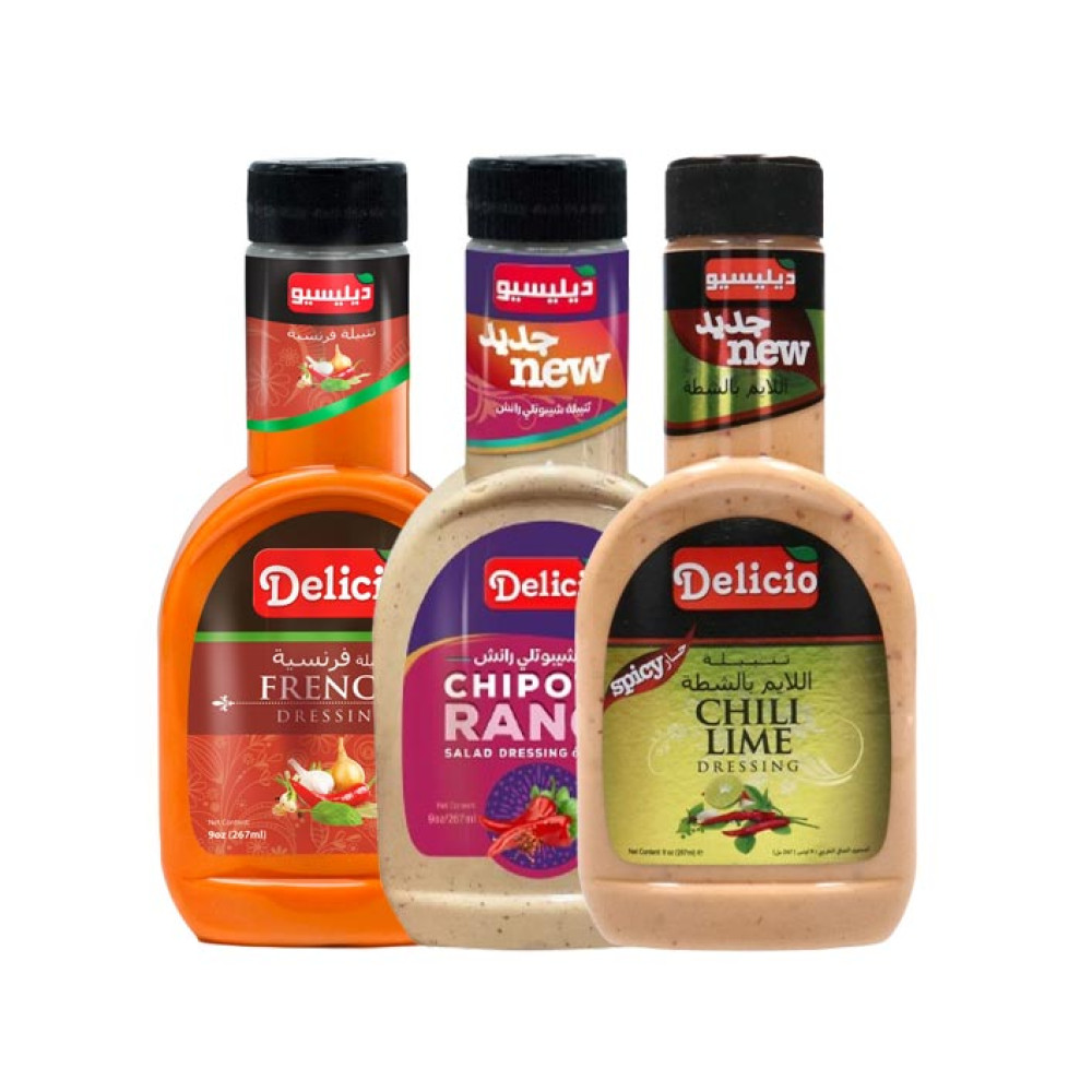 DELICIO ASSTD DRESSING 3S*267ML