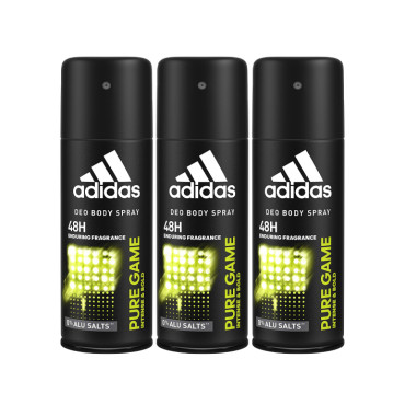 ADIDAS BODY SPRAY 48H PURE GAME 3X150ML