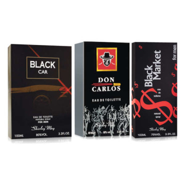 SHIRLEY MAY DON CARLOS 100ML + BLACK CAR 100ML + BLACK MARKET 100ML 