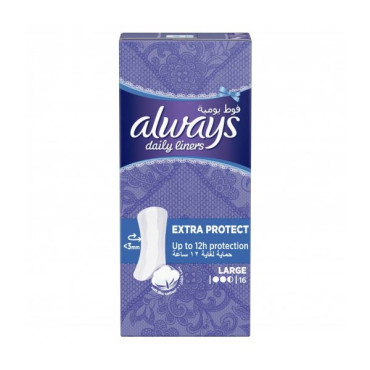 ALWAYS DAILY LINERS EXTRA PROTECT LARGE 16 PADS 