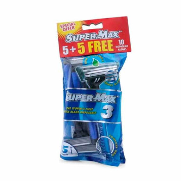 SUPERMAX 3 DISPOSABLE RAZORS 5 + 5 FREE 