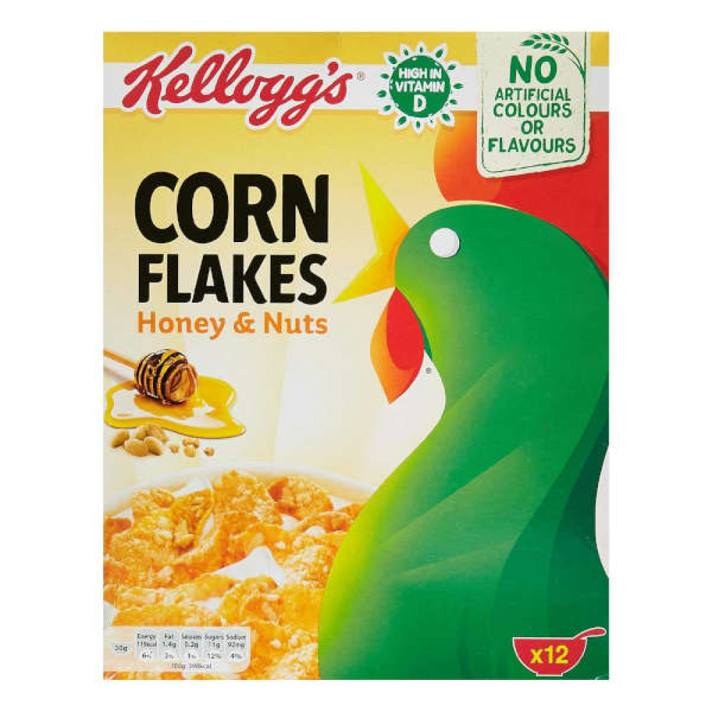 KELLOGGS CORN FLAKES HONEY & NUTS 375GM 