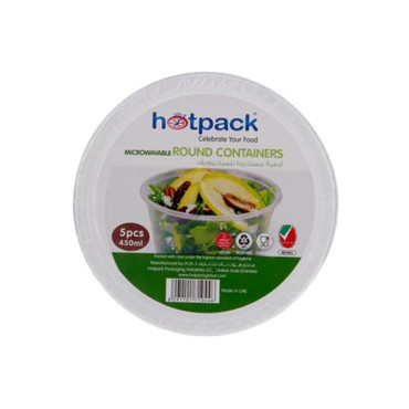 HOTPACK MICROWAVE ROUND CONTAINER 450ML 5S