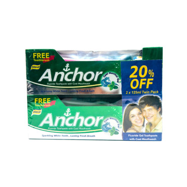 ANCHOR COOL MENTHOL GEL TPASTE 2S*125ML+2S TB FREE