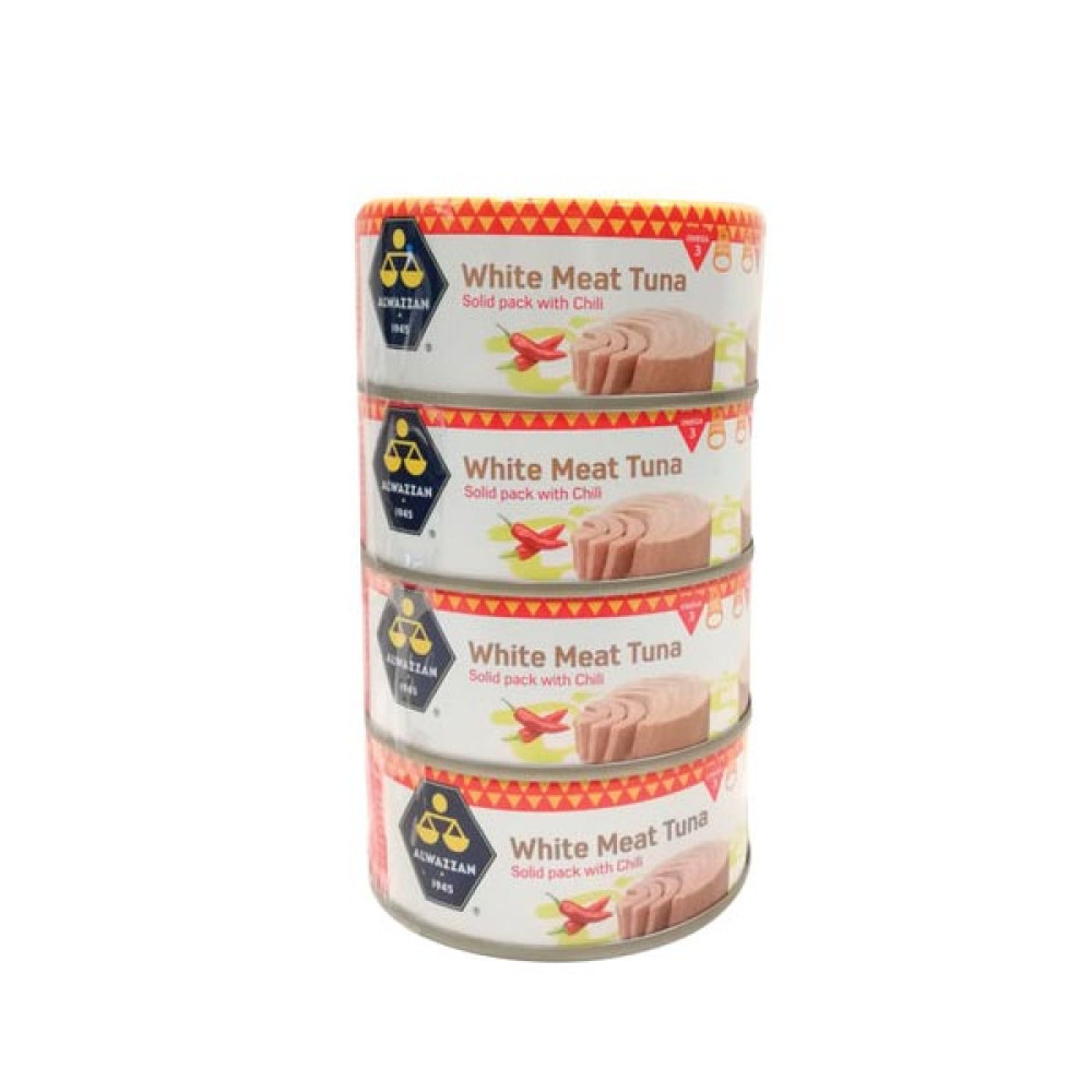 AL WAZZAN WHITE MEAT TUNA WITH CHILLI 4 X 160GM 