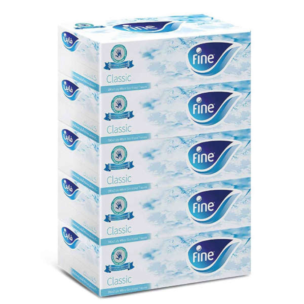 FINE CLASSIC 2 PLY WHITE TISSUES 5 X 150S 