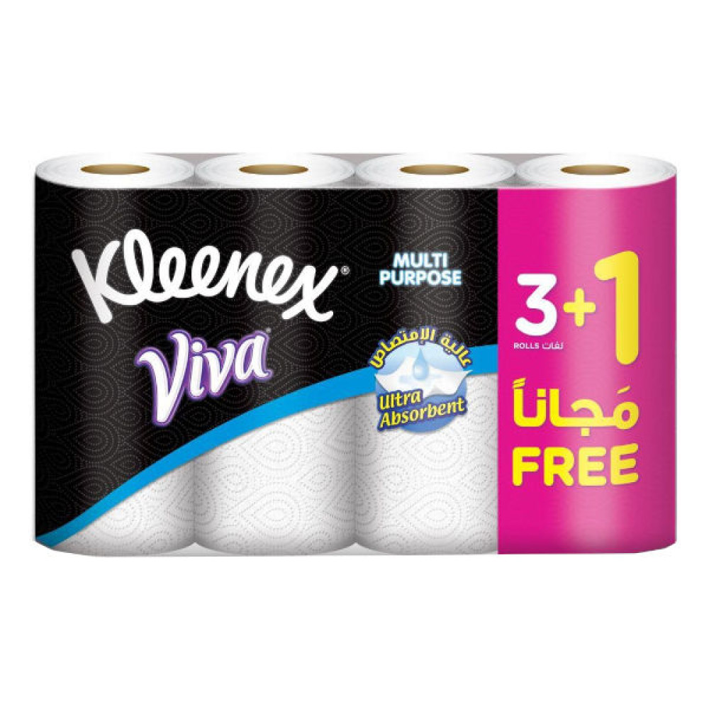 KLEENEX VIVA MULTI PURPOSE PAPER TOWEL 90 SHEETS 3 + 1 FREE 