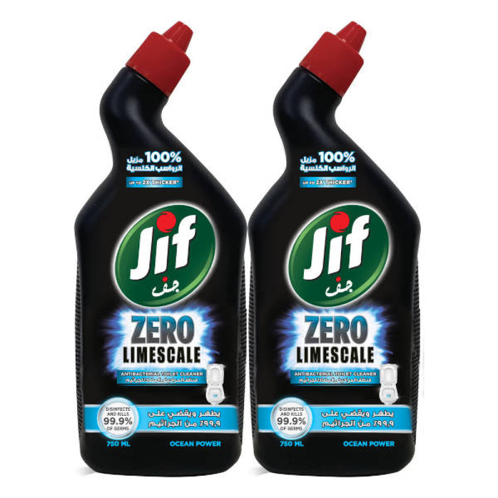 JIF ZERO LIMESCALE TOILET CLEANER OCEAN POWER 2 X 750ML 