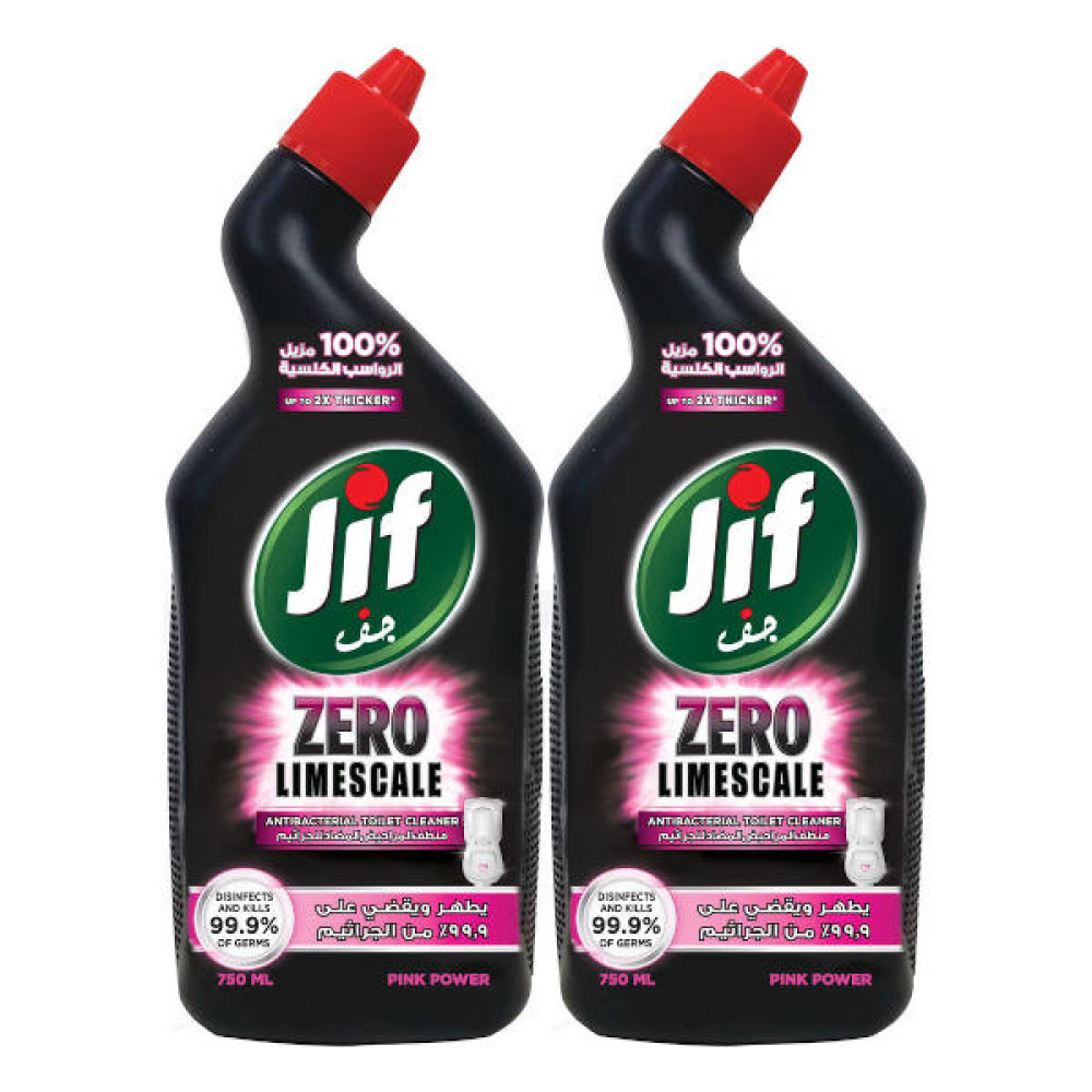 JIF ZERO LIMESCALE TOILET CLEANER PINK POWER 2 X 750ML 