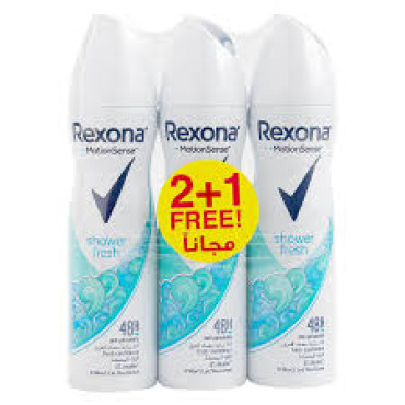 REXONA DEO SPRAY SHOWER FRESH WOMEN 3X150ML@15% OF