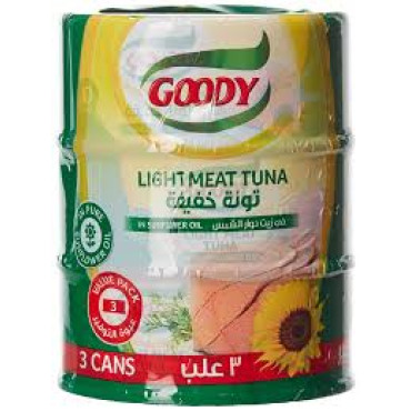 GOODY LIGHT MEAT TUNA IN SUNFLOWER OIL 3S*160GM