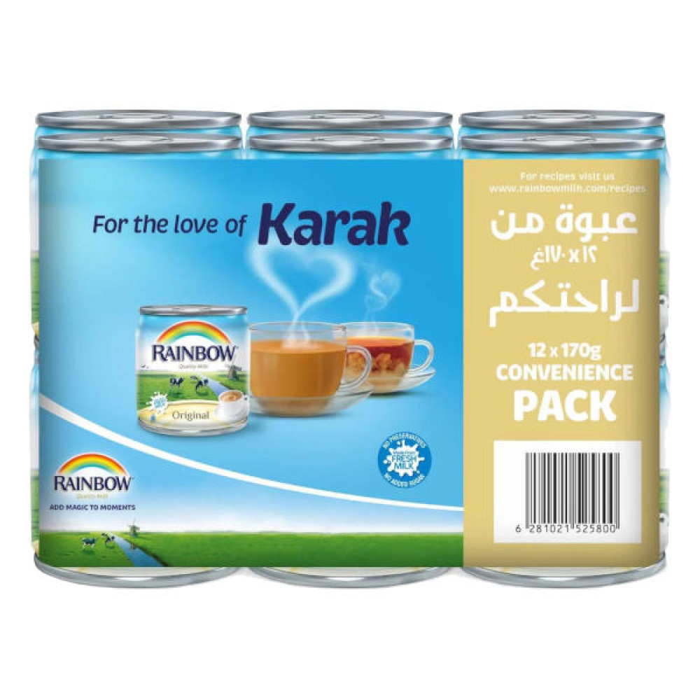 RAINBOW EVAPORATED MILK 12 X 170GM 
