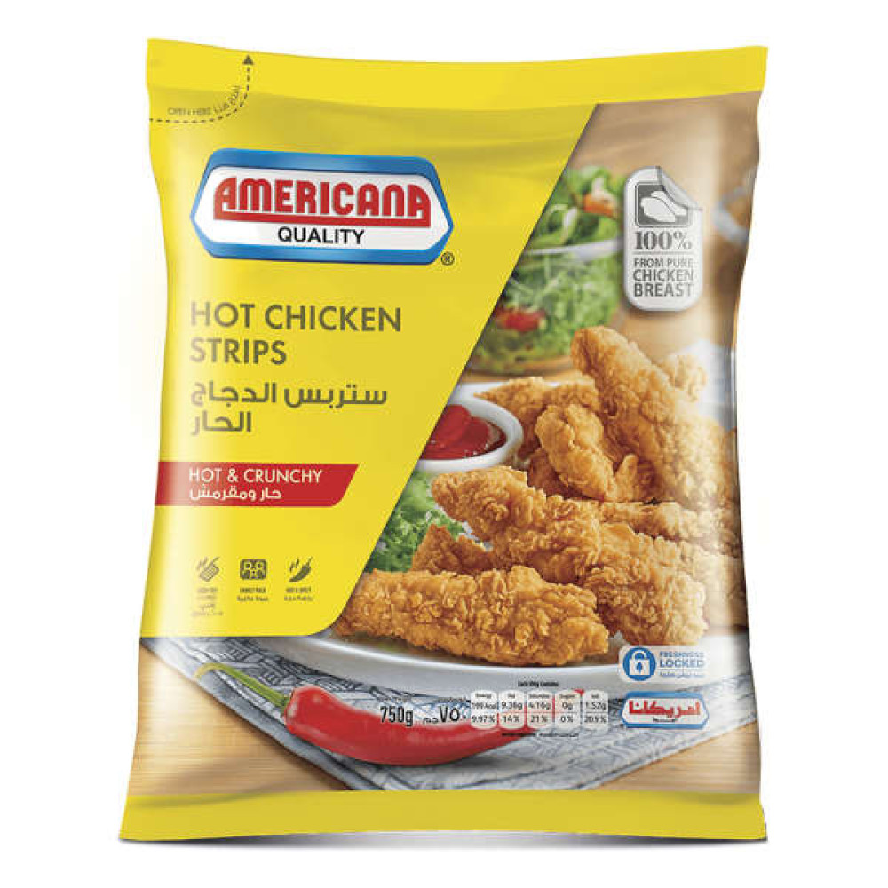 AMERICANA HOT CHICKEN STRIPS 750GM 