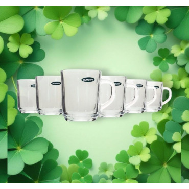 HW2960 GLASS MUG CLASSIC 6 PCS SET- 8OZ