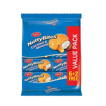 TIFFANY NUTTYBITES COOKIES COCONUT &; ALMOND 8 X 81GM 