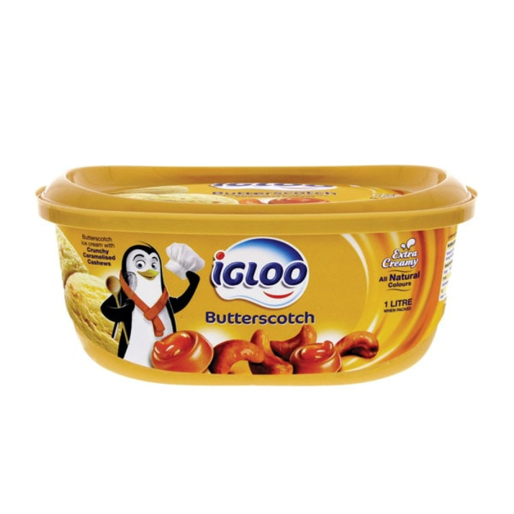 IGLOO ICE CREAM BUTTER SCOTCH 1LTR 