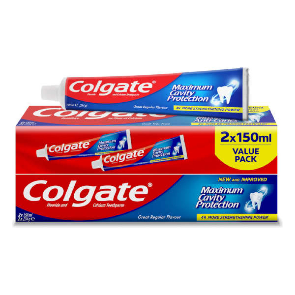 COLGATE TOOTHPASTE MAXIMUM CAVITY PROTECTION 2 X 150ML 