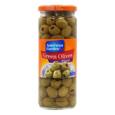AMERICAN GARDEN GREEN OLIVES PITTED 450GM 