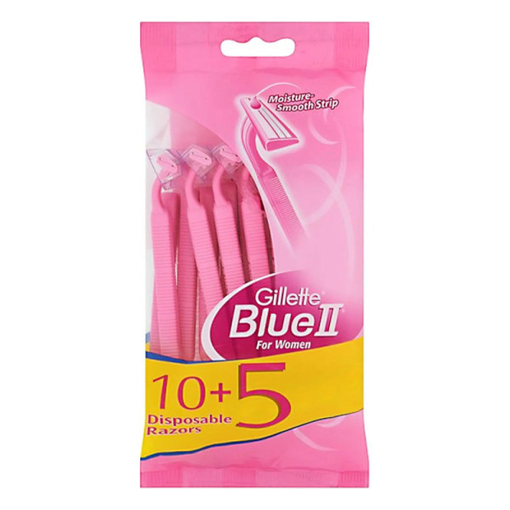 GILLETTE BLUE II DISPOSABLE RAZORS FOR WOMEN 10 + 5 