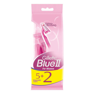 GILLETTE BLUE II FOR WOMEN DISPOSABLE RAZORS 5 + 2 FREE 
