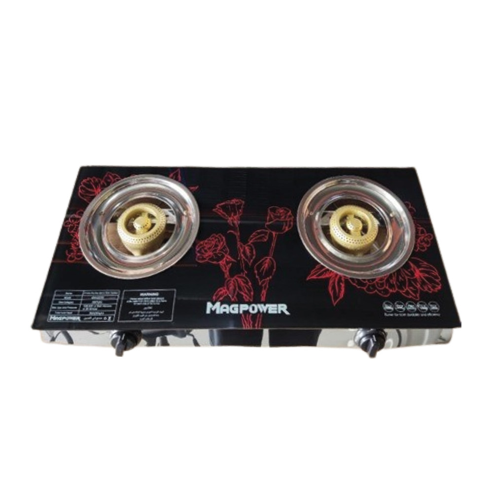 MEGPOWER 2 BURNER GAS STOVE WITH GLASS TOP -QM2009