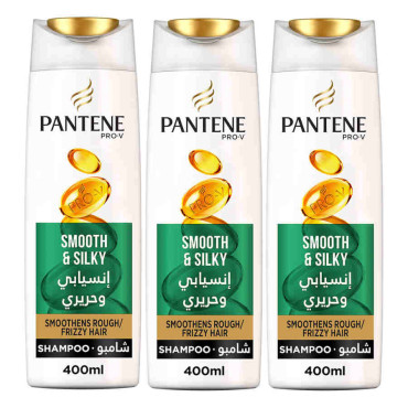 PANTENE SMOOTH & SILKY SHAMPOO 3 X 400ML 