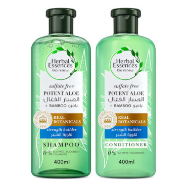 HERBAL ESSENCES POTENT ALOE + BAMBOO SHAMPOO 400ML + CONDITIONER 400ML 