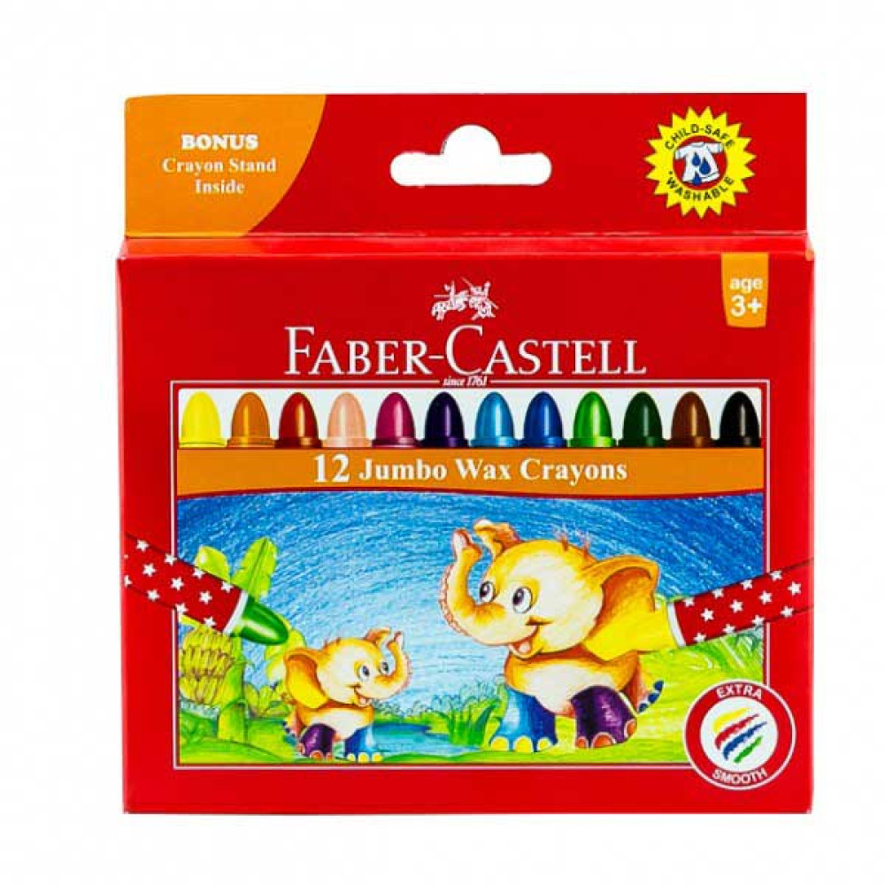 FABER CASTELL 12 JUMBO WAX CRAYONS