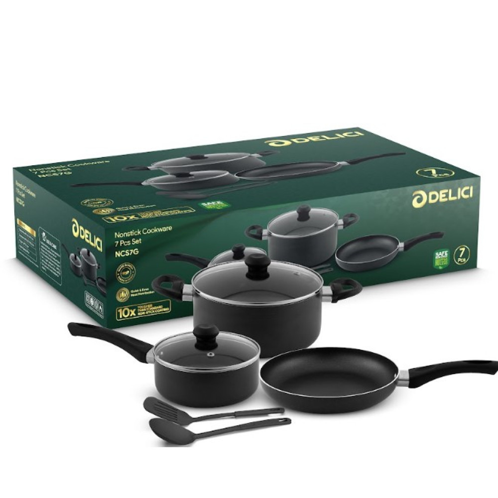 DELICI ALU NONSTICK COOKWARE SET 7PCS - NCS7G