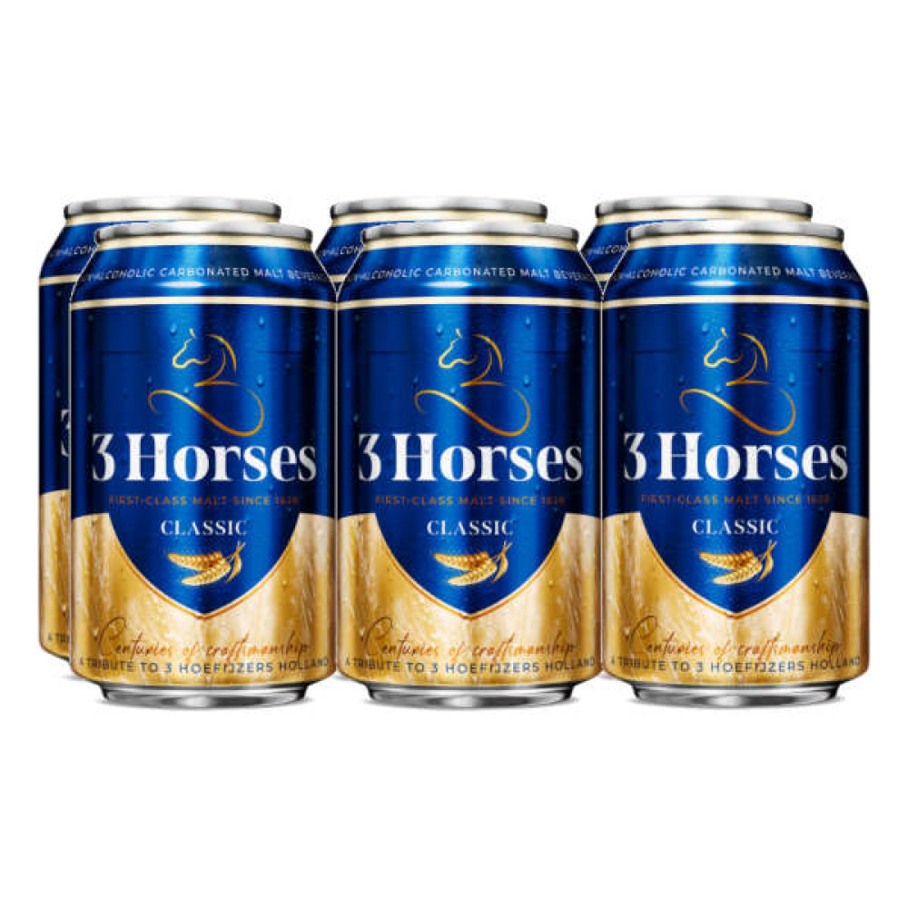 THREE HORSE MALT BEVERAGE CAN 6 X 330ML 