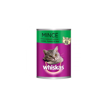 WHISKAS TASTY MINCE LAMB TUR/VEG CAT FOOD 400GM
