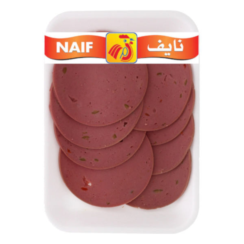 NAIF BEEF MORTADELLA OLIVES SLICES 250GM